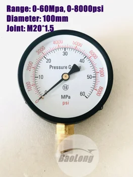 0-60Mpa Medidor de Pressão para S60h Injector Diesel Bico Testador, 0-8000Psi Medidor de Pressão da Ferramenta de Teste