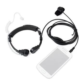 1 pino Plugue de 3,5 mm Flexível Dedo na Garganta Controlada PTT Microfone Fone de Fone de ouvido Secretas Tubo de Ar de Fone de ouvido para Smart Móvel celular