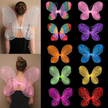 10 cores para adultos e crianças pixie asas de fada multicolor borboleta grande vestido de traje adereços para as mulheres, as crianças meninas asas
