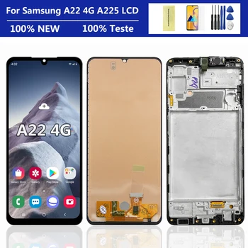 100% Testado Para Samsung Galaxy A22 4G A225 A225F SM-A225F SM-A225F/DS Tela LCD Touch screen Digitalizador Substituição do conjunto