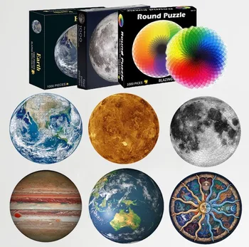 1000Pcs quebra-Cabeças Lua planeta quebra-cabeça 3D Colorido arco-íris Redondo quebra-cabeça para adultos, Crianças DIY Educativo Brinquedo quebra-cabeças