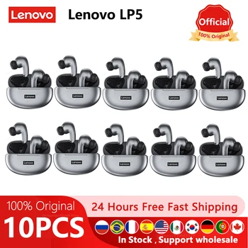 10pcs 100% Original Lenovo LP5 sem Fio Bluetooth Fones de ouvido hi-fi de Música do Fone de ouvido com Microfone Fones de ouvido de Esportes Impermeável Fone de ouvido Novo