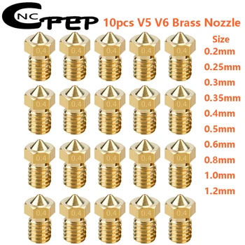 10pcs E3D V5 V6 de Bronze do Bocal de Metal M6 Rosca de Aço Inoxidável Bicos Impressora 3D Hotend Para 1,75 mm Filamento Para Ender 3 CR10