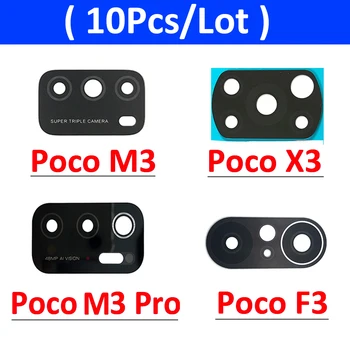 10Pcs/Lot, Câmera, Lente de Vidro de Volta Câmera Traseira Lente de Vidro com Cola Para Xiaomi Poco F3 M3 X3 Pro GT Substituição de Peças de Reparo