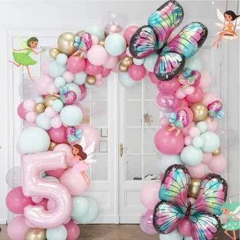 161Pcs Borboleta 3D Balão de Arco de Macaron Balões Garland Sereia Festa de Aniversário, Decoração Número de Balões de Chuveiro do Bebê Decoração
