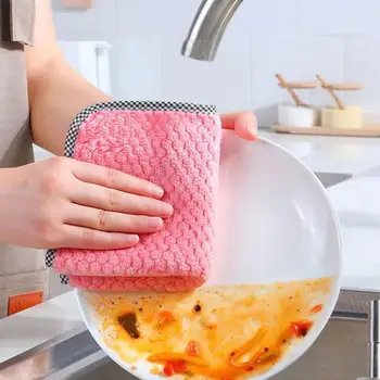 1Pc de Cozinha, panos de cozinha antiaderente Óleo Engrossado Tabela Pano de Limpeza Absorvente esfregão de Cozinha, Trapos Gadgets