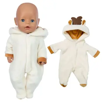2021 Bebê recém-Nascido Ajuste 43cm Boneca Acessórios de Roupa Branca Alce de Pelúcia Vestido de Uma peça Para o Bebê de Presente de Aniversário