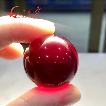 22m 25mm tamanho artificial cor vermelho rubi esfera de forma de forma de bola de cor vermelha corindo sem furo de pedra solta