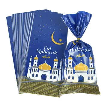 25Pcs Ramadã Sacos de Presente de Eid Mubarak Decoração de Doces Cookie Saco de Ramadan Karim Decoração 2023 Islâmica Muçulmana Casa de festas