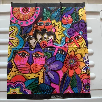 33*40cm Decoupage guardanapo de papel bonito tecido vintage toalha de abstrac tcartoon gato de flores de aniversário, festa de casamento linda decoração para casa