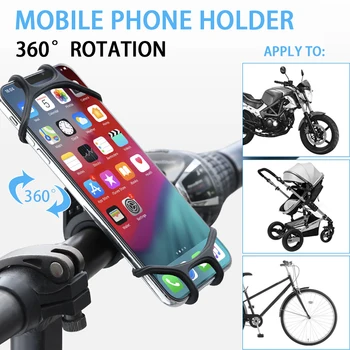 360°De Rotação Universal De Silicone Bicicleta Bicicleta Titular Do Telefone Racks De Moto Para O Guiador, Telefone De Moblie Clipe De Acessórios Da Bicicleta