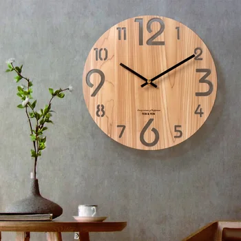 3D Relógio de Parede Moderno Design, Arte de Parede Oca Assistir Nórdicos Breve Decoração Sala de estar de 12 polegadas de Madeira Relógio de Cozinha Decoração de Casa