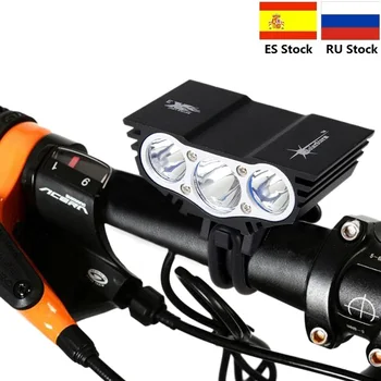 4 modo de 1500 Lm 3 contas lâmpada LED Frontal da Bicicleta Luz de Bicicleta de Ciclismo de Luz de Lâmpada Acessórios Para Bicicletas Com 6400mAh Bateria