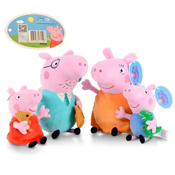 4 Pcs/Conjunto-de-Rosa Porco George Porco Família Vestido de Mamãe e Papai Conjunto de Móveis de Boneca Bonito Anime Modelo de Brinquedo de Presente de natal para Crianças