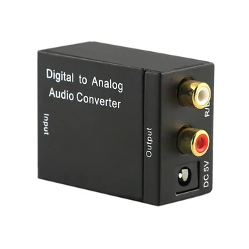 5V 1A Digital para Analógico Conversor de Áudio Ótico Digital CoaxCoaxialToslink para Analógico RCA L/R de Áudio, Conversor Adaptador do Amplificador