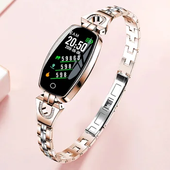 696 H8 Moda as Mulheres Inteligentes Pulseira Relógio de frequência Cardíaca de Fitness Tracke H8 Pro H8pro Pulseira de Diamante Smartwatch IP67 Impermeável