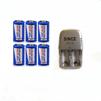 6pcs Grande capacidade de 880 mah CR2 3v bateria recarregável de lítio-íon + 1PCS bateria CR2 inteligente carregador