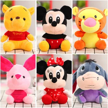 A Disney dos desenhos animados de bichos de Pelúcia Brinquedos do Luxuoso de Winnie the Pooh, Mickey Mouse, Minnie Bonecas Lilo Stitch Leitão Presentes de Natal Para Crianças