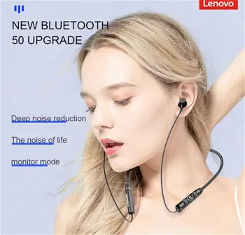 A Lenovo QE03 Magnético sem Fio de Sucção Fones de ouvido Decote Música de Fone de ouvido Fone de ouvido Sport Pescoço Pendurado Em-orelha Fones de ouvido C/ Mic BT5.0