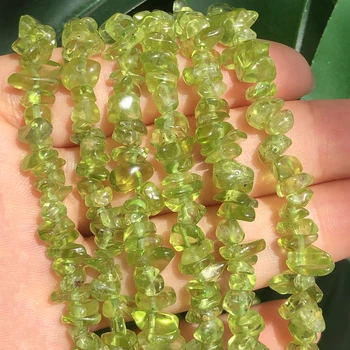 AAA 5-8mm Irregulares Naturais de forma Livre Verde Peridots Fichas de Cristal de Pedra de Cascalho Miçangas Para Fazer Jóias DIY Pulseira Colar