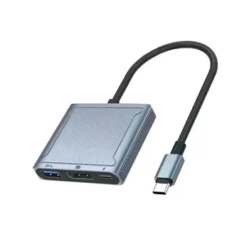 Adaptador de 8K DP Três-em-Um Adaptador USB C Tipo de Adaptador C Portátil Hub Concentrador Portátil Multi-porta de Exibição
