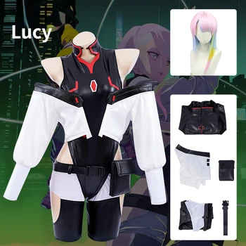 Anime Cyberpunk Edgerunners Lucy Cosplay Traje PU Sexy PU Macacão de Roupas dramatização Lucy Peruca Traje de Halloween para as Mulheres