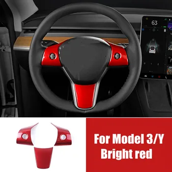 Auto Brilho ABS de fibra de Carbono, Modelo Y volante patch de decoração Para o Tesla Modelo 3 Modelo Y Interior Modificado acessórios
