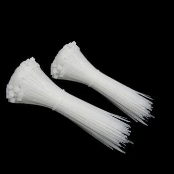 Auto-fecho de plástico laço de nylon 100 PCS preto-e-branco de abraçadeira de fixação com anel de amarração do cabo zip envolve a cinta de nylon cabo de amarração
