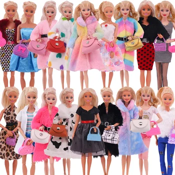 Barbies Roupas de Boneca de Vestido de Boneca Casaco de Pele Camisola de Pijama Saia de Sacos Para a Boneca Barbie Acessórios De 11,8 Polegadas 30Cm 1/6 BJD Blythe Brinquedo