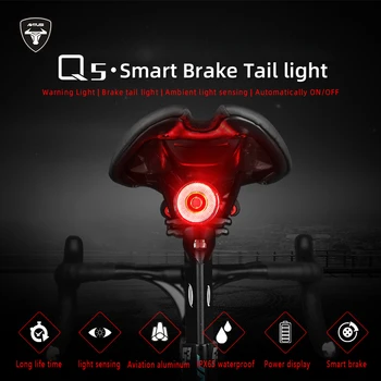 Bicicleta Inteligente de Freio Automático de Detecção de Luz IPx6 Impermeável do DIODO emissor de Carregamento de Ciclismo lanterna traseira da Bicicleta Luz Traseira Acessórios Q5