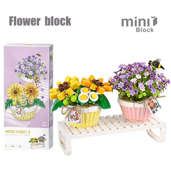 Blocos de construção Flor Mini Bonsai Ornamentos DIY Planta Verde Buquê de Vasos de Modelo de Tijolos de Educação infantil da Assembleia de Brinquedo de Presente