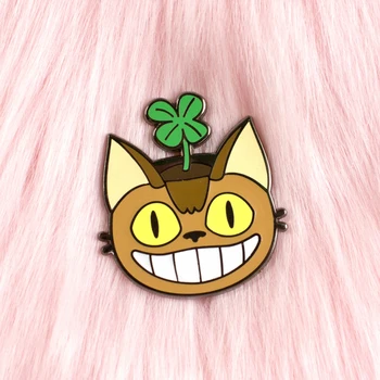 Bonito Totoros Gato Ônibus Houseplant Esmalte Duro Pin Kawaii Pastel Planta Pinos De Moda, Desenhos Animados Animal Gato Broche De Fãs De Anime Presente