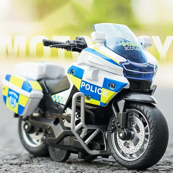 Brinquedos para crianças de Simulação de Ferro Viagem de Motocicleta de Polícia de Volta Para O Vigor da Liga de Carro 4d Modelo Com Luzes Deslumbrantes Corridas