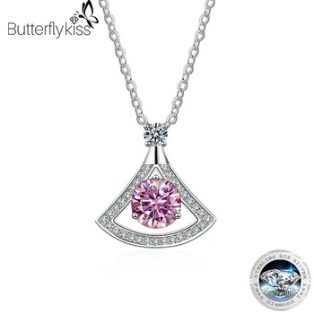 Butterflykiss 1ct D Cor Moissanite Diamante Elegante Colar Pingente de Prata 925 40+2+3cm Cadeia de Jóias Finas Atacado