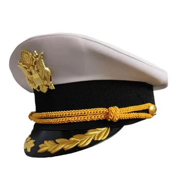 Capitão Branco Marinheiro Da Marinha Marinha Caps Com Âncora Do Exército Chapéu De Águia Para Cosplay Fantasia