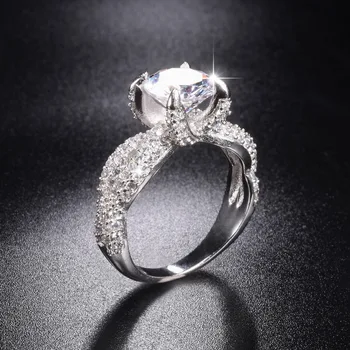 Carimbado 14kt Sólido De 100% 925 Silver garras de Dragão Anéis de Jóias de Casamento para as Mulheres 3ct Simulado Anel de Noivado de Diamante