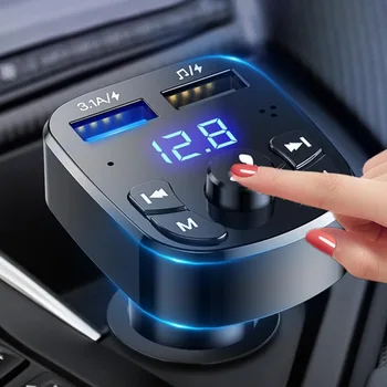 Carro Transmissor FM sem Fio viva-voz Bluetooth Leitor de MP3 do Cigarro do Carregador Dual USB, Carregador Rápido de Automóvel Acessórios de Interior