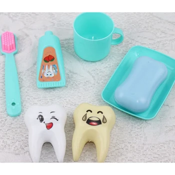 Casa de bonecas em Miniatura do Agregado familiar Conjunto de produtos de Higiene Escova de Dentes e Sabão Para 25cm Mellchan Boneca Accs 6Pcs Verde