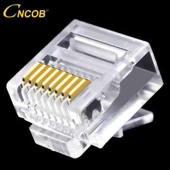 cncob Cat5e utp televisão de cabo de rede do conector de rede rj45 8P8C modular conector Ethernet RJ-45 curto cristal cabeça 50pcs