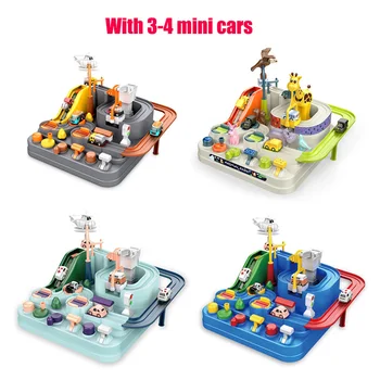 Corrida De Vagões De Trem De Brinquedo Pista De Brinquedos Para Crianças Montessori Meninos Meninas Rapazes Raparigas Presentes Mecânico De Carros De Corrida De Aventura Do Cérebro Mesa De Jogo