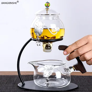 Criativo de Prata Incrustada Semi-automático, Conjunto de Chá em Vidro resistente ao Calor Kung Fu Conjunto de Chá Bule de chá Xícara (chá)