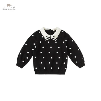DBL19624-K dave bella inverno 5Y-13Y roupas de crianças crianças de moda arco camisola apliques camisola meninas de roupas de alta qualidade