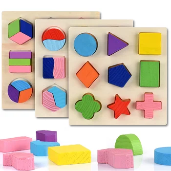 De Madeira De Formas Geométricas Montessori Puzzle Crianças Cognitivo Brinquedo Precoce Do Pré-Escolar De Aprendizagem, Brinquedo Educativo Para Criança Bebê Filhos