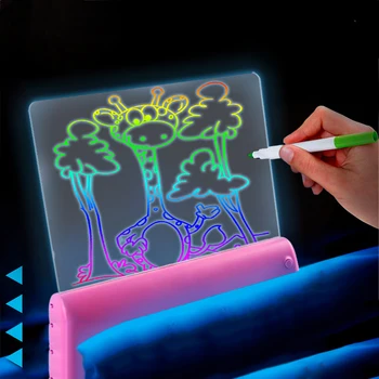 Desenho 3D Conselho Brinquedos Conjunto Colorido Mágico Fluorescente Placa de Desenho Grafite Montessori de formação em Arte Brinquedos Presentes Criativos