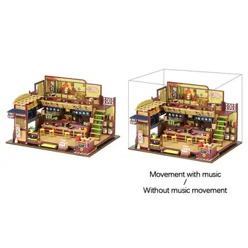 DIY Criativo de Madeira em Estilo Japonês com Casa de bonecas Conjunto de Móveis em Miniatura Mini DIODO emissor de Luz 3D Puzzles Kit de Construção para as Meninas Dom de Brinquedo