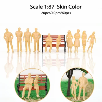 Escala 1:87 Mini Pessoas de Modelo de Plástico ABS Figuras Para HO Trem Humanos Layout do Edifício Paisagem Cena Diorama Materiais 20/40/60Pcs