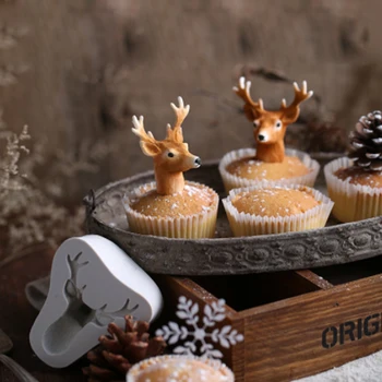 Feliz Natal Elk Molde Fondant Bolos De Decoração De Ferramentas, Moldes De Silicone Sugarcraft Chocolate Ferramentas De Cozimento De Bolos Gumpaste Formulário
