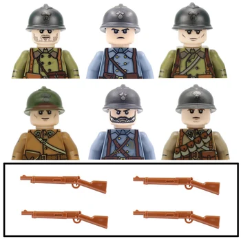 Figuras militares WW2 francês Blocos de Construção Soldados do Exército francês de Infantaria, Capacete, Arma, Armas, Tijolos de Crianças Brinquedos de Presente