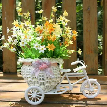 Grande Roda Redonda Cesta De Vime Flutua Vaso De Flor Vasos Recipientes Flor Pequena Bicicleta/Vaso De Flores Para A Casa Weddding Decoração