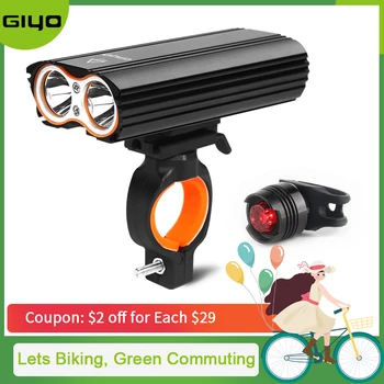 GYIO Bicicleta Luz Frente 2400Lm do Farol 2 Bateria T6 Leds Luz de Bicicleta de Ciclismo Lâmpada de Lanterna Lanterna Para Bicicleta
